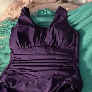 Lands' End Women's One Piece Swimsuit - Deep Purple